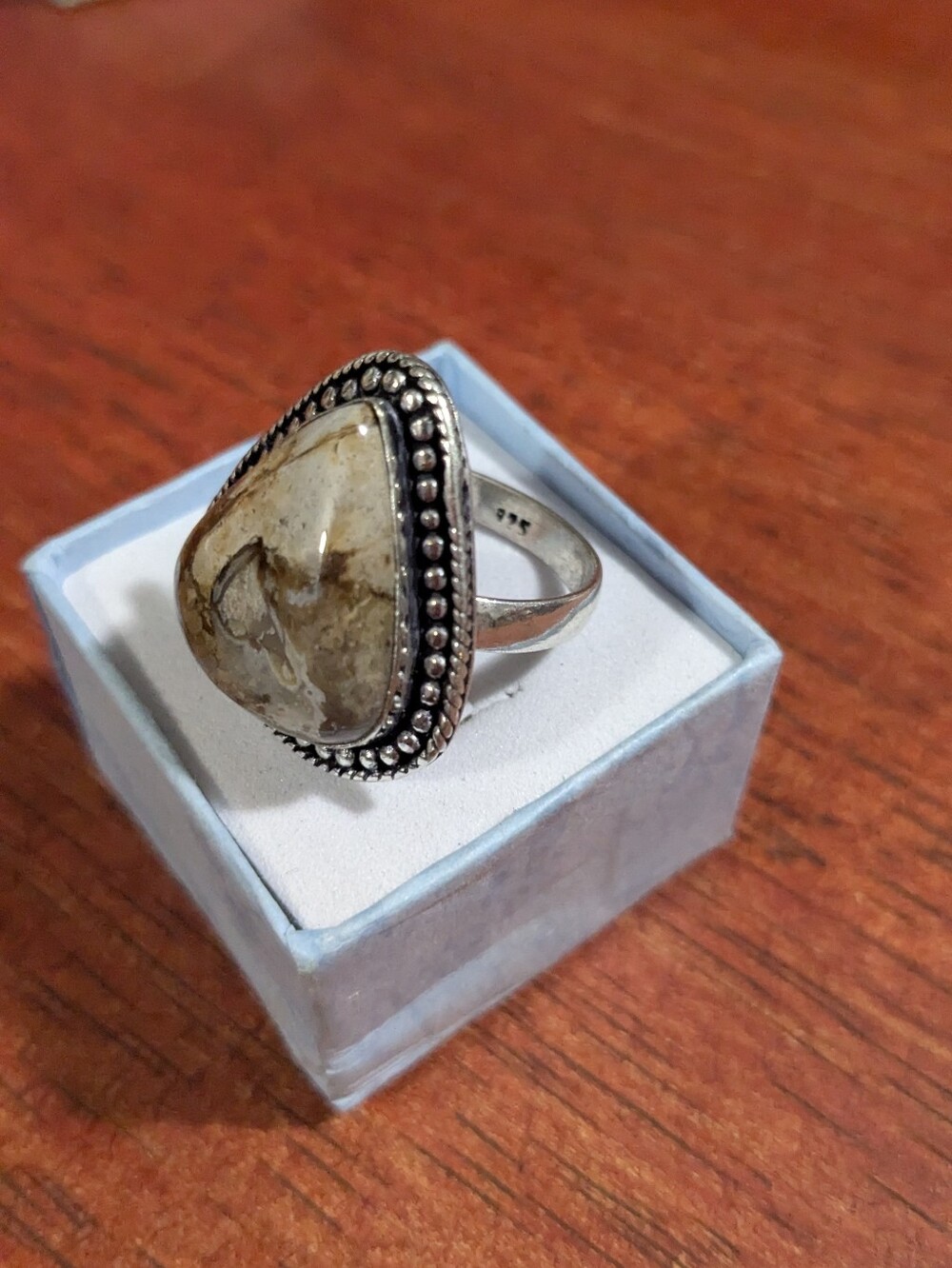Handcrafted Coffee Bean Jasper Triangular Ring (9.25)